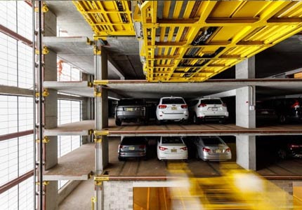 automated parking structure above ground