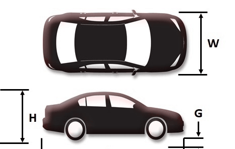 Car dimensions for robotic parking design