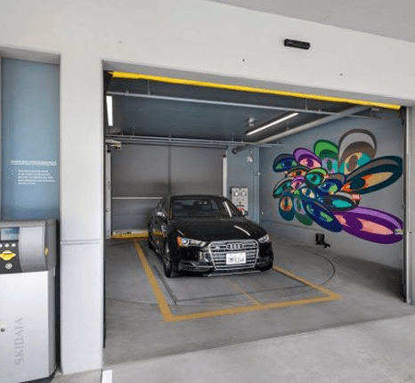 WeHo Automated parking bay - car facing out