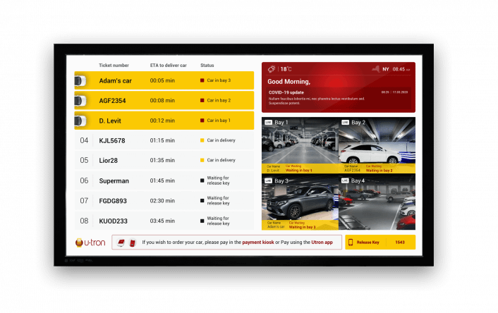 dashboard for automated parking system